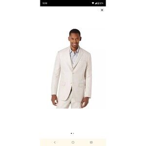 Perry Ellis Men's Linen Big & Tall Linen Blend Herringbone Blazer